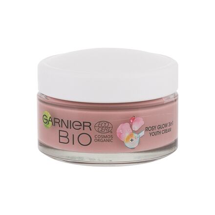 Garnier Bio Rosy Glow 3in1 dámský vyživující a rozjasňující denní krém pro mdlou pleť 50 ml pro ženy