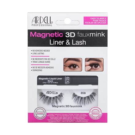 Ardell Magnetic 3D Faux Mink 858 dámské odstín black sada: umělé řasy Magnetic 3D Fauxmink 858 1 ks + magnetická tekutá gelová linka Magnetic Liquid Liner 2,5 g Black