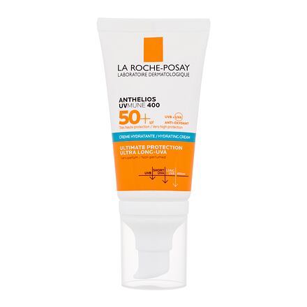 La Roche-Posay Anthelios UVMUNE 400 Hydrating Cream SPF50+ dámský transparentní neparfemovaný opalovací krém pro citlivou pleť s voděodolným složením 50 ml pro ženy