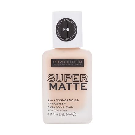 Revolution Relove Super Matte 2 in 1 Foundation & Concealer tekutý a zmatňující make-up a korektor 2v1 24 ml odstín f6