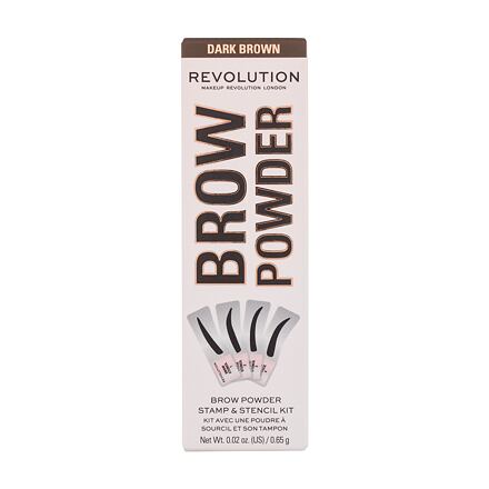 Makeup Revolution London Brow Powder Stamp & Stencil pudr na obočí se šablonami 0.65 g odstín hnědá