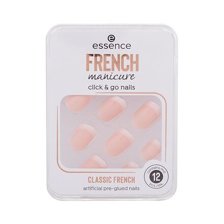 Essence French Manicure Click & Go Nails nalepovací nehty ve francouzském stylu 12 ks odstín 01 classic french pro ženy