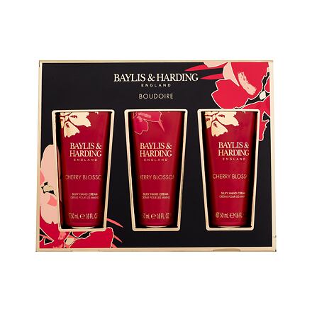 Baylis & Harding Boudoire Cherry Blossom dámský dárková sada krém na ruce Boudoire Cherry Blossom Silky Hand Cream 3 x 50 ml pro ženy