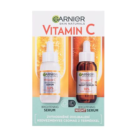 Garnier Skin Naturals Vitamin C dámské dárková sada denní pleťové sérum Skin Naturals Vitamin C Brightening Super Serum 30 ml + noční pleťové sérum Skin Naturals Vitamin C Brightening Night Serum 30 ml pro ženy