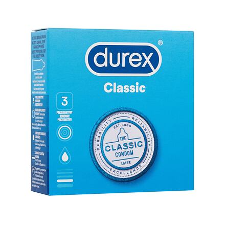 Durex Classic latexové kondomy se silikonovým lubrikačním gelem 3 ks pro muže
