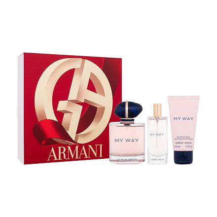 Giorgio Armani My Way dámská dárková sada parfémovaná voda 90 ml + tělové mléko 50 ml + parfémovaná voda 15 ml pro ženy