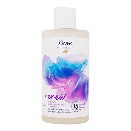 Dove Bath Therapy Renew Bath & Shower Gel dámský sprchový gel a pěna do koupele s vůní fialky a růžového ibišku 400 ml pro ženy