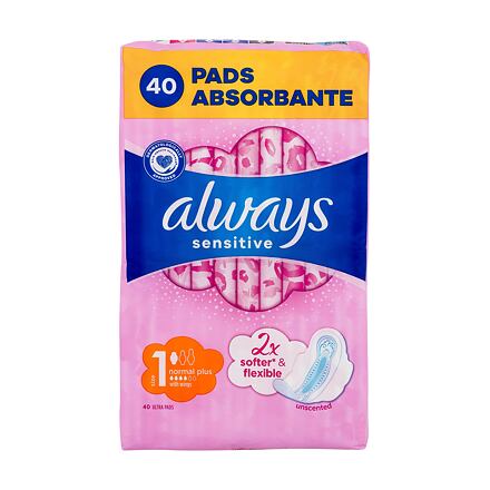 Always Sensitive Normal Plus šetrné hygienické vložky s křidélky 40 ks pro ženy