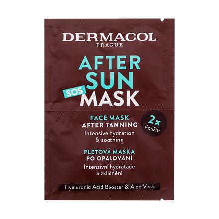 Dermacol After Sun SOS Mask unisex hydratační a zklidňující pleťová maska po opalování 2x8 ml