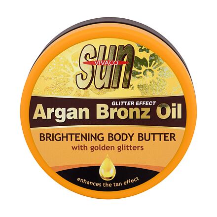 Vivaco Sun Argan Bronz Oil Brightening Body Butter unisex poopalovací máslo s arganovým olejem a třpytkami 200 ml