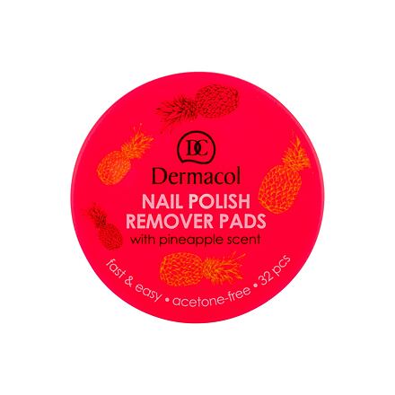 Dermacol Nail Polish Remover Pads dámský odlakovací tamponky s vůni ananasu 32 ks