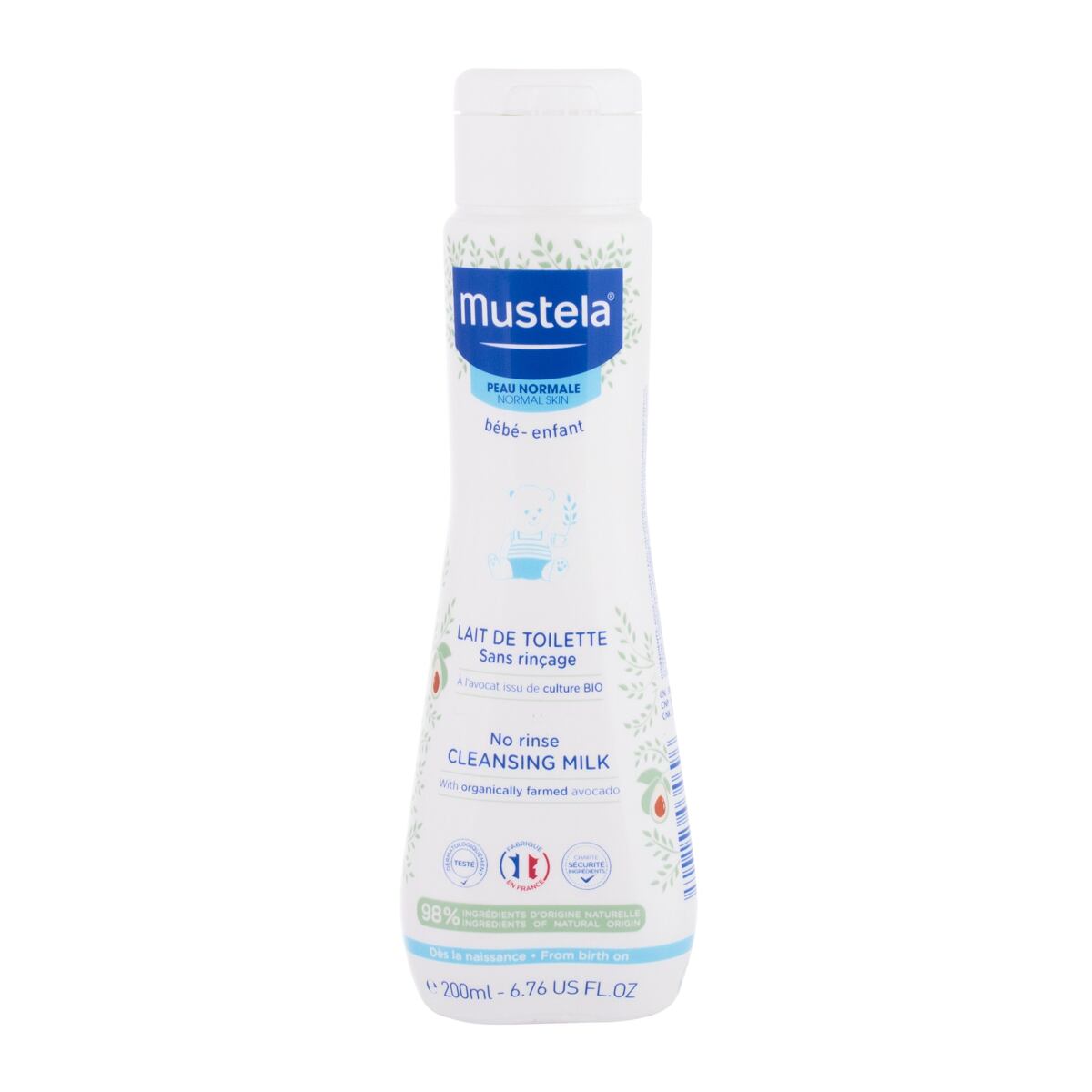 Mustela Bébé No Rinse Cleansing Milk dětské čisticí tělové mléko pro dětskou pokožku od narození 200 ml pro děti