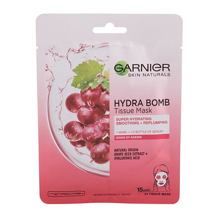Garnier Skin Naturals Hydra Bomb Natural Origin Grape Seed Extract dámská hydratační a rozjasňující plátýnková maska proti stárnutí pro ženy