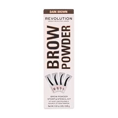 Pudr na obočí Makeup Revolution London Brow Powder Stamp & Stencil 0,65 g Dark Brown