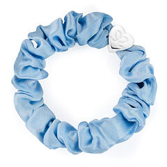 Gumička na vlasy By Eloise London Silk Scrunchie Silver Heart 1 ks Sky Blue