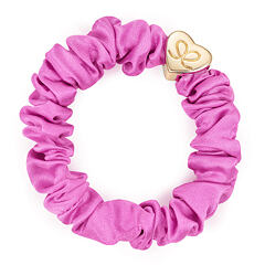 Gumička na vlasy By Eloise London Silk Scrunchie Gold Heart 1 ks Bubblegum Pink