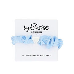 Gumička na vlasy By Eloise London Silk Scrunchie Silver Heart Sky Blue 1 ks