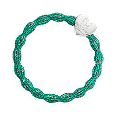 Gumička na vlasy By Eloise London Metallic Silver Heart Biscay Green 1 ks Biscay Green