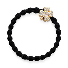 Gumička na vlasy By Eloise London Bling Charms Gold Diamanté Clover Leaf 1 ks Black