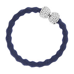 Gumička na vlasy By Eloise London Silver Bling Diamanté Bow Navy Blue 1 ks Navy Blue