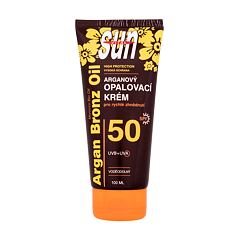 Opalovací přípravek na tělo Vivaco Sun Argan Bronz Oil Tanning Cream SPF50 100 ml