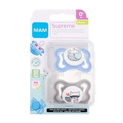 Dudlík MAM Supreme Silicone Pacifier 0m+ Blue & Grey 2 ks