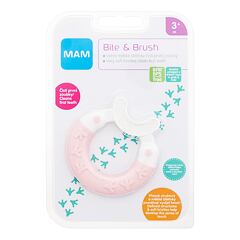 Klasický zubní kartáček MAM Bite & Brush Teether 3m+ Pink 1 ks