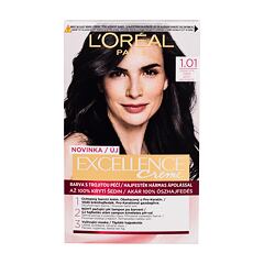 Barva na vlasy L'Oréal Paris Excellence Creme Triple Protection 48 ml 1,01 Dark Deep Black poškozená krabička
