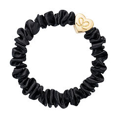 Gumička na vlasy By Eloise London Skinny Silk Scrunchie Gold Heart 1 ks Black