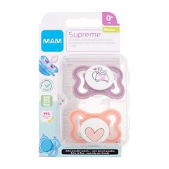 Dudlík MAM Supreme Silicone Pacifier 0m+ Violet & Orange 2 ks