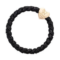 Gumička na vlasy By Eloise London Woven Gold Heart Black Shimmer 1 ks Black Shimmer