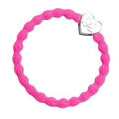 Gumička na vlasy By Eloise London Silver Heart 1 ks Neon Pink