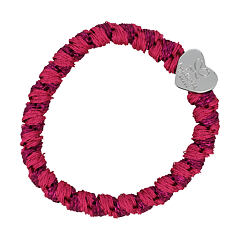 Gumička na vlasy By Eloise London Woven Silver Heart Magenta 1 ks