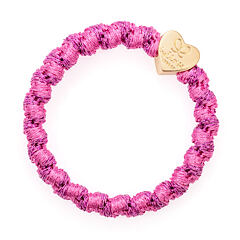 Gumička na vlasy By Eloise London Woven Gold Heart Bubblegum Pink 1 ks Bubblegum Pink