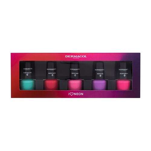 Lak na nehty Dermacol Neon Nail Polish Set 2022 5 ml 27 Neon Explosion poškozená krabička Kazeta