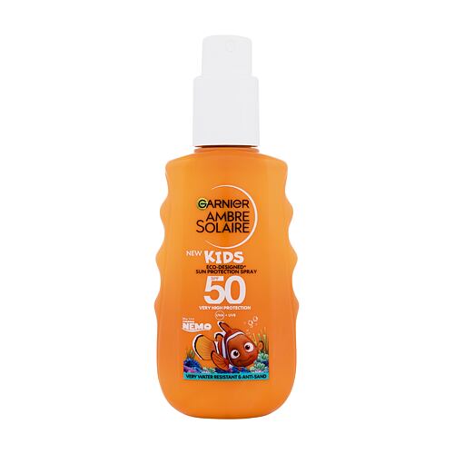 Opalovací přípravek na tělo Garnier Ambre Solaire Kids Sun Protection Spray SPF50 150 ml poškozený flakon