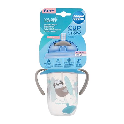Hrneček Canpol babies Exotic Animals Non-Spill Expert Cup With Weighted Straw Grey 270 ml