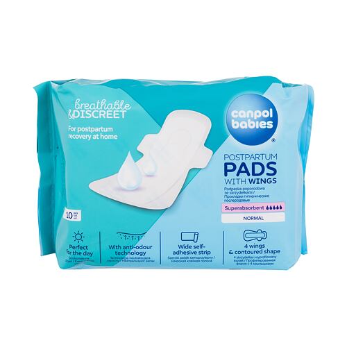 Porodnické vložky Canpol babies Breathable & Discreet Day Postpartum Pads With Wings 10 ks