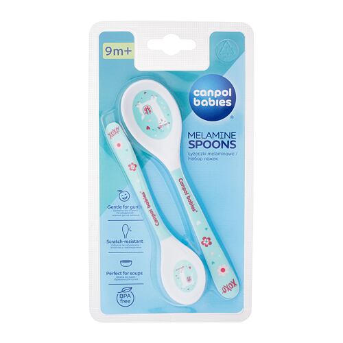Nádobí Canpol babies Exotic Animals Melamine Spoons 9m+ Turquoise 2 ks poškozený obal