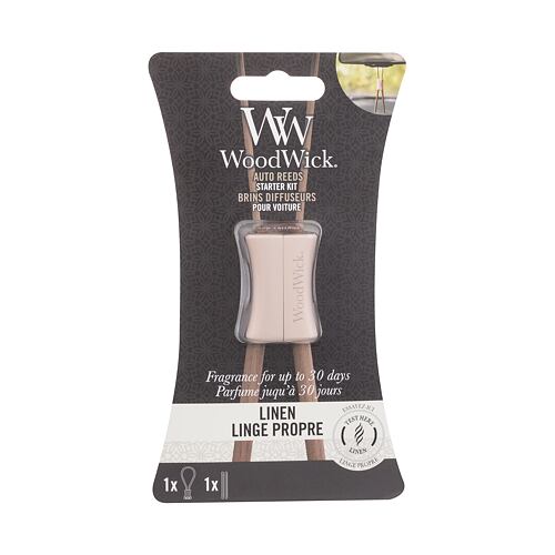 Vůně do auta WoodWick Linen Auto Reeds Starter Kit 1 ks poškozený obal