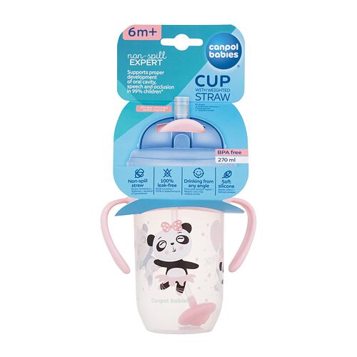 Hrneček Canpol babies Exotic Animals Non-Spill Expert Cup With Weighted Straw Pink 270 ml poškozený obal