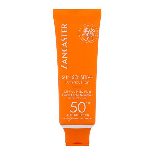 Opalovací přípravek na obličej Lancaster Sun Sensitive Oil-Free Milky Fluid SPF50 50 ml poškozená krabička