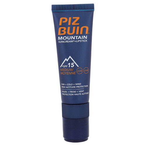 Opalovací přípravek na obličej PIZ BUIN Mountain Suncream And Lipstick SPF15 22,3 ml poškozená krabička