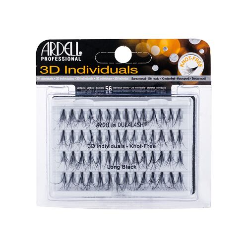 Umělé řasy Ardell 3D Individuals Duralash Knot-Free 56 ks Long Black