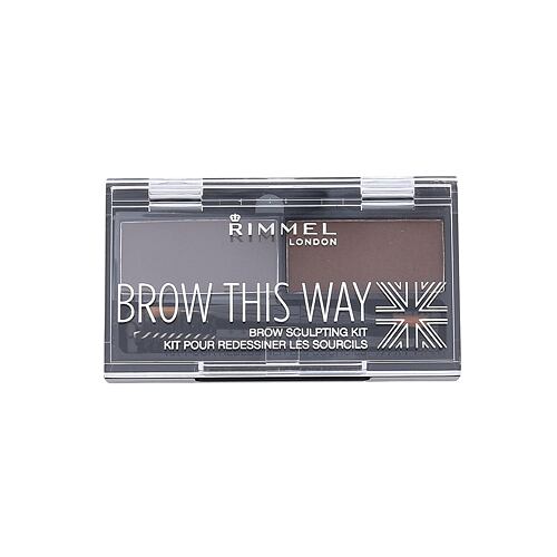 Set a paletka na obočí Rimmel London Brow This Way 2,4 g 003 Dark Brown poškozená krabička