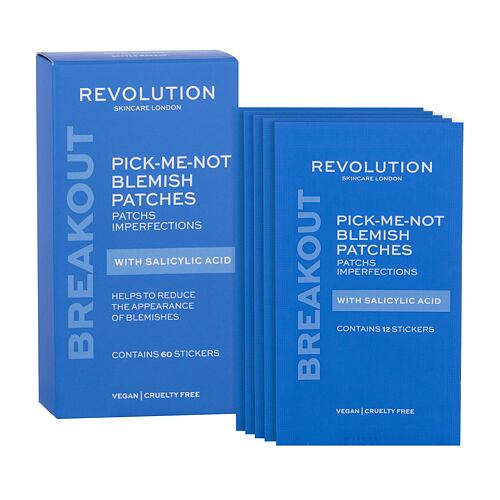 Pleťová maska Revolution Skincare Breakout Pick-Me-Not Blemish Patches With Salicylic Acid 60 ks poškozená krabička