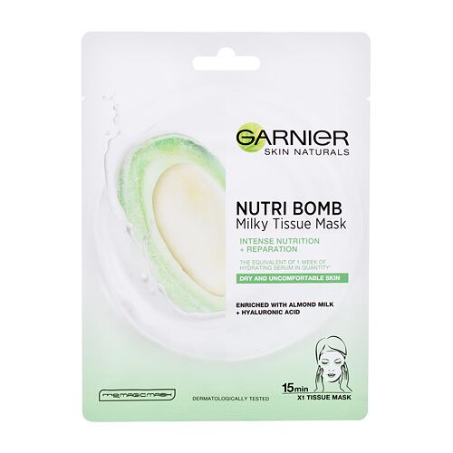 Pleťová maska Garnier Skin Naturals Nutri Bomb Almond Milk + Hyaluronic Acid 1 ks