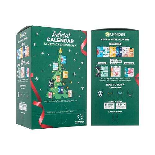 Pleťová maska Garnier Advent Calendar 12 Days Of Christmask 1 ks poškozená krabička Kazeta