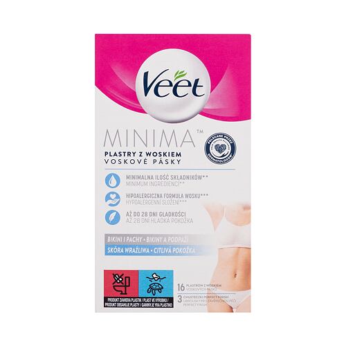 Depilační přípravek Veet Minima Hypoallergenic Wax Strip Bikini And Underarms Sensitive Skin 16 ks