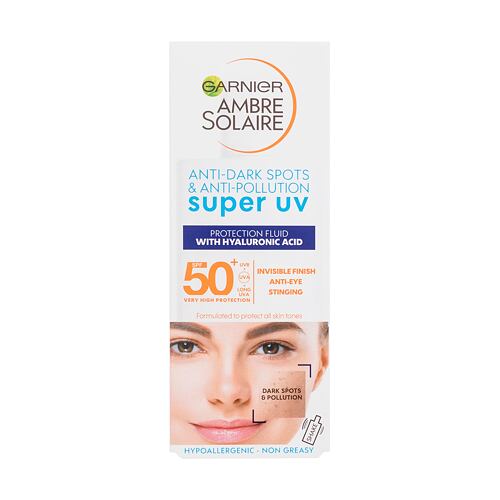 Opalovací přípravek na obličej Garnier Ambre Solaire Super UV Hyaluronic Acid SPF50+ 40 ml poškozená krabička